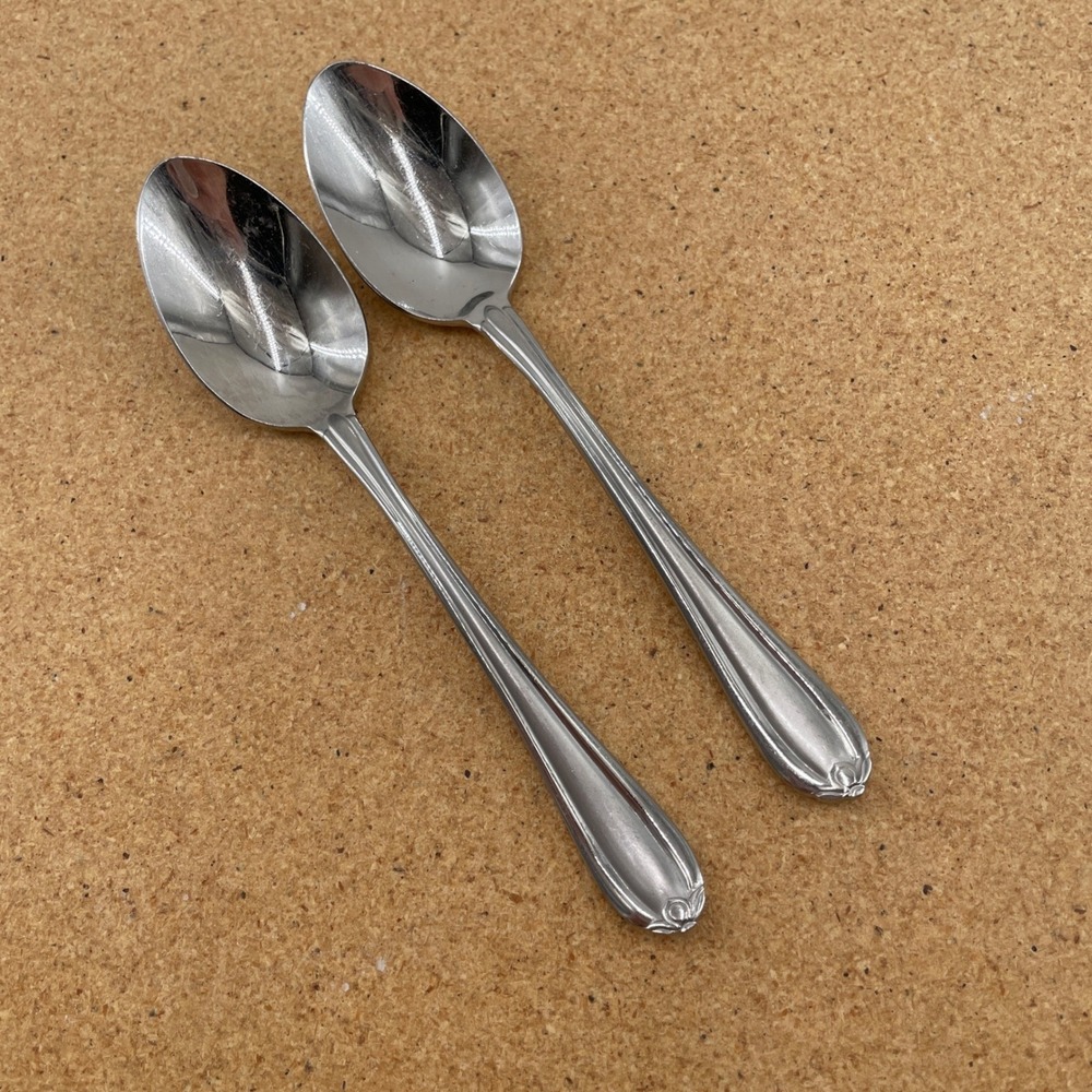 Gorham Melon Bud Teaspoons 6.25 in 18/8 Stainless Steel Flatware Set of 2
